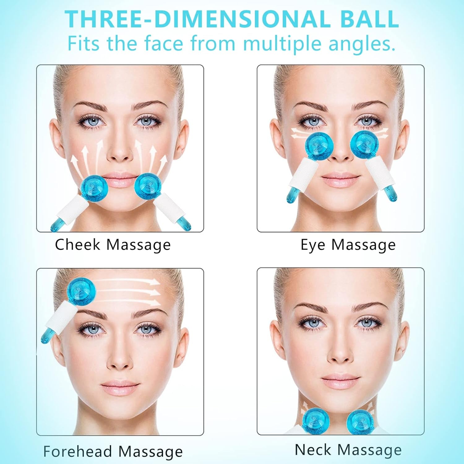 2Pcs Facial Ice Globes, Massaggio Ice Cool Roller Ball, Ice Roller Ball, Massage Ice Ball Skin Care Tool, per Tonificano La Pelle, Riducono Il Gonfiore E Le Occhiaie (Blu)